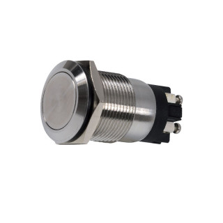 Bouton poussoir INOX 19 mm, NO+NC, bornier à vis