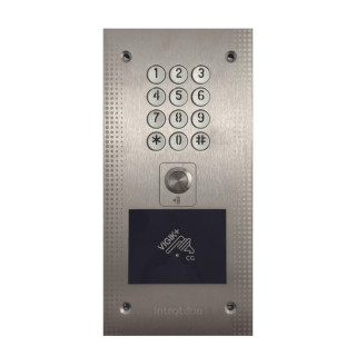 Clavier codé 12 touches rétro-éclairées avec bouton poussoir et lecteur Vigik+® mains-libres-Finition inox