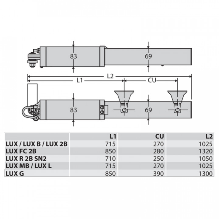 MOTEUR PORTAIL BATTANT LUX R SN2 230V VÉRIN HYDRAULIQUE 2M