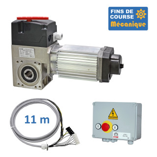 SAT 530E 24TRS+11M+PIC 303-Opérateur de porte sectionnelle max:530kgs, triphasé, secours par débrayage rapide, fins de course mécanique avec câble 11m et coffret PIC303