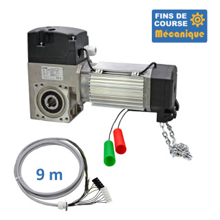 SAT 530CH 24TRS 9M-Opérateur de porte sectionnelle max:530kgs, triphasé, secours par treuil à chaîne, fins de course mécanique avec câble 9m