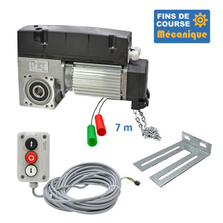 SATI 530CH 24TRS 7M + 3BP 10M + CONSOLE MSC 210-Opérateur de porte sectionnelle max:530kgs, triphasé, avec éléctronique integrée, secours par treuil à chaîne, fins de course mécanique.