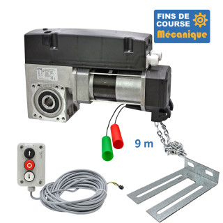 SAI 430CH 24TRS 9M + 3BP + CONSOLE MSC 210-Opérateur de porte sectionnelle max:430kgs, triphasé, avec éléctronique integrée, secours par treuil à chaîne, fins de course mécanique.