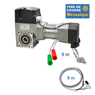 SACL 430CH 24TRS 9M-Opérateur de porte sectionnelle max:430kgs, triphasé, secours par treuil à chaîne, fins de course mécanique avec câble 9m