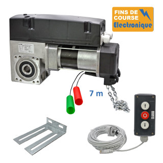 SE1I 400CH 24TRS 7M + PIC 53BP 10M + CONSOLE MSC 210-Opérateur de porte sectionnelle max:400kgs, monophasé, avec éléctronique integrée, secours par treuil à chaîne, position par codeur.