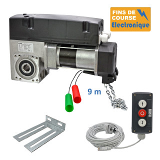 SE1I 400CH 24TRS 9M + PIC 53BP 10M + CONSOLE MSC 210-Opérateur de porte sectionnelle max:400kgs, monophasé, avec éléctronique integrée, secours par treuil à chaîne, position par codeur.