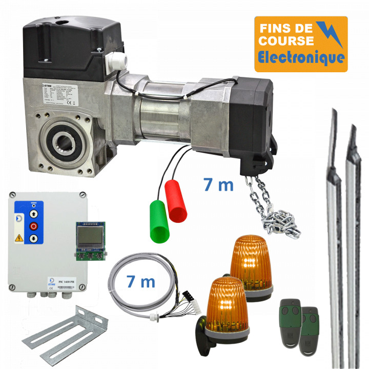 SE3C 430CH 7M+MSC210+PIC 1410PH+PIC 16+GRIDSCAN 2500+KIT S449+2 FX LED-Opérateur triphasé pour porte 430kgs avec pack automatique