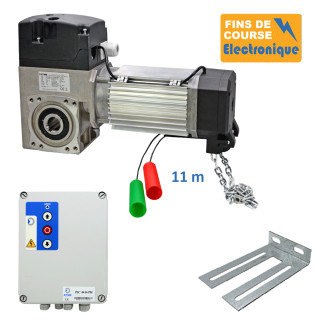 SET3C 530CH 24TRS 11M + CONSOLE MSC210 + PIC 4416 PH-Opérateur de porte sectionnelle max:530kgs, triphasé, secours par treuil à chaîne, position par codeur avec câble 11m et coffret PIC 4416 PH