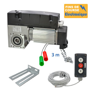 SET3I 530CH 24TRS 3M + PIC 53BP 10M + CONSOLE MSC 210-Opérateur de porte sectionnelle max:530kgs, triphasé, avec éléctronique integrée, secours par treuil à chaîne, position par codeur.