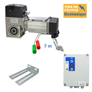 SET3C 530CH 24TRS 7M + CONSOLE MSC210 + PIC 4416 PH-Opérateur de porte sectionnelle max:530kgs, triphasé, secours par treuil à chaîne, position par codeur avec câble 7m et coffret PIC 4416 PH