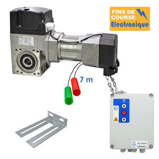 SE3C 430CH 24TRS 7M + CONSOLE MSC210 + PIC 4416 PH-Opérateur de porte sectionnelle max:430kgs, triphasé, secours par treuil à chaîne, position par codeur avec câble 7m et coffret PIC 4416 PH