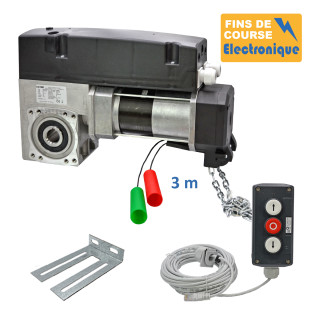 SE1I 400CH 24TRS 3M + PIC 53BP 10M + CONSOLE MSC 210-Opérateur de porte sectionnelle max:400kgs, monophasé, avec éléctronique integrée, secours par treuil à chaîne, position par codeur.
