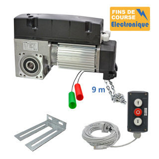 SET3I 530CH 24TRS 9M + PIC 53BP 10M + CONSOLE MSC 210-Opérateur de porte sectionnelle max:530kgs, triphasé, avec éléctronique integrée, secours par treuil à chaîne, position par codeur.