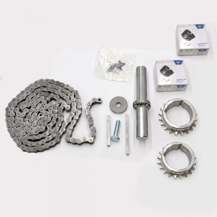 Kit de transmission par chaîne au pas de 12,7, rapport 1/1, pour moteur et arbre 25,4mm