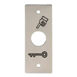 PBP19_3 Plaque inox 90x35 avec picto doigt et clé pour bouton poussoir PB19