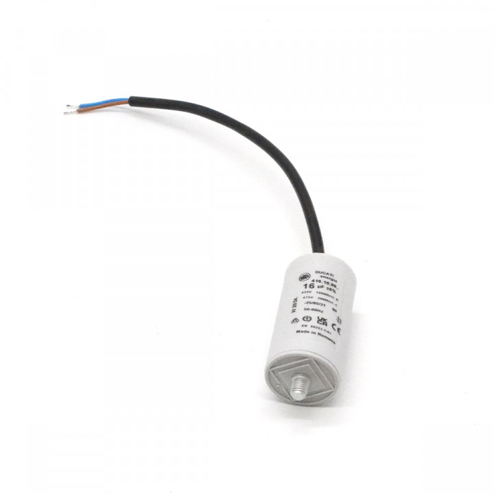 Condensateur 16µF 400V en boitier plastique 36x70 avec câble 250mm