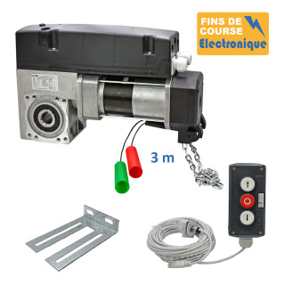 SE3I 430CH 24TRS 3M + PIC 53BP 10M + CONSOLE MSC 210-Opérateur de porte sectionnelle max:430kgs, triphasé, avec éléctronique integrée, secours par treuil à chaîne, position par codeur.