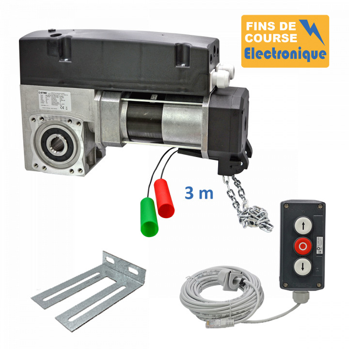 SE3I 430CH 24TRS 3M + PIC 53BP 10M + CONSOLE MSC 210-Opérateur de porte sectionnelle max:430kgs, triphasé, avec éléctronique integrée, secours par treuil à chaîne, position par codeur.