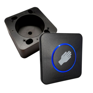 CLEANSWITCH NOIR-Interrupteur sans contact pour commande de porte, avec pictogramme main, avec boitier pour montage en applique