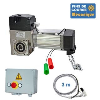 SAT 530CH 24TRS 3M + PIC 303-Opérateur de porte sectionnelle max:530kgs, triphasé, secours par treuil à chaîne, fins de course m