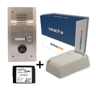 Intrabox Audio Appel Gardien 1 bouton d'appel+1 centrale Vigik® 1 porte+1 module 4G-inclus gestion à distance et mises en relati