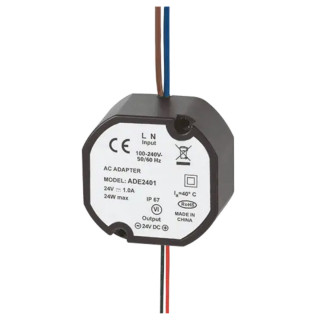 ADE2401-Alimentation ronde 24VDC 1A encastrable dans une boîte de dérivation (80 x 80 x 45 mm) ou pose en applique -sortie fils