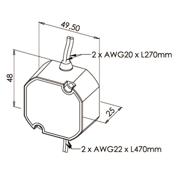 ADE2401-Alimentation ronde 24VDC 1A encastrable dans une boîte de dérivation (80 x 80 x 45 mm) ou pose en applique -sortie fils