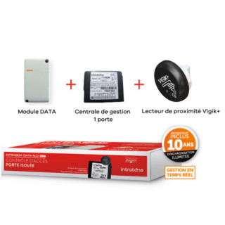 Intrabox Data Eco Vigik+® : 1 lecteur de proximité Vigik+® + 1 centrale de gestion Vigik® 1 porte + 1 module Data synchronisation des données Data illimitées 10 ans