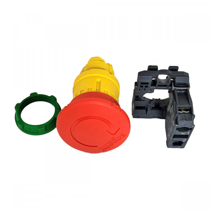 Bouton d'arrêt d'urgence rouge type coup de poing diametre 40 avec verrouillage 1/4 de tour