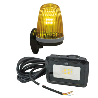 Pack feu orange à leds multitension + projecteur à leds 230V 20W avec câble 5m