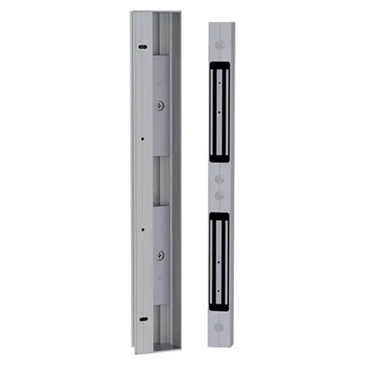 CPREG2N/250AS - Bandeau 2500mm Aluminium Satiné, 2 ventouses 300 daN 12/24V DC + Contact d'état conforme NF S 61 937