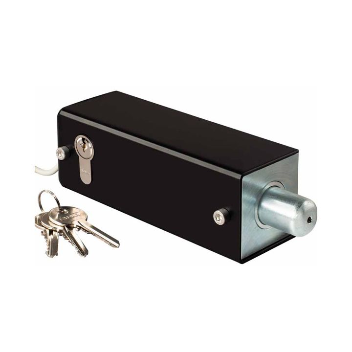 VSC 50-150VB 12V CYL.2-Verrou 1000daN-12VCC avec pêne rondet cylindre double de deverrouillage. Verrouillage hors tension sens