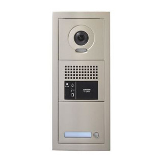 GTBVH1PSBM - Platine vidéo en zamak - Résistante au vandalisme - Modulaire 1 bouton d'appel avec micro/haut-parleur - 1 x 2 modules - Avec pictogrammes lumineux et synthèse vocale