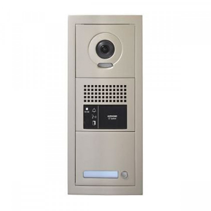 GTBVH1PSBM - Platine vidéo en zamak - Résistante au vandalisme - Modulaire 1 bouton d'appel avec micro/haut-parleur - 1 x 2 modules - Avec pictogrammes lumineux et synthèse vocale