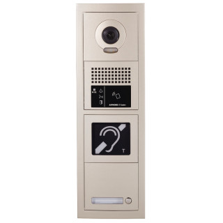 GTBVH1PSBM - Platine vidéo en zamak - Résistante au vandalisme - Modulaire 1 bouton d'appel avec micro/haut-parleur - 1 x 2 modules - Avec pictogrammes lumineux et synthèse vocale