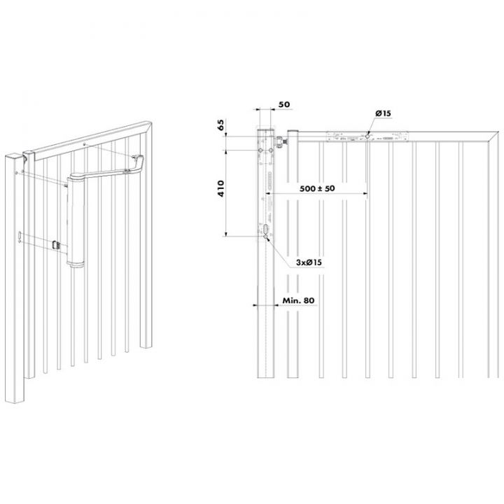 VENUS-A-SILV - FERME-PORTILLON MOTORISE BRAS ARTICULE MAX:1.4M/100KGS
