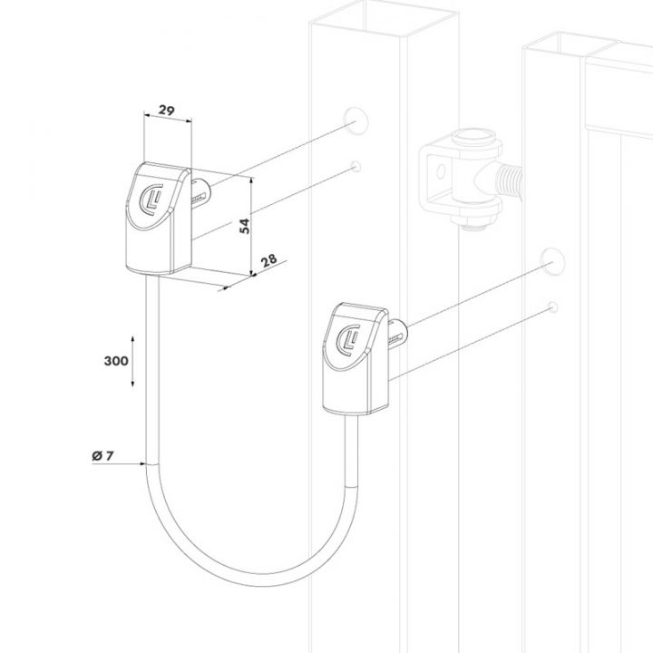 U-SAFE - CABLE INOX ANTI-CHUTE POUR PORTAILS JUSQU'À 500 KG-LG 300MM