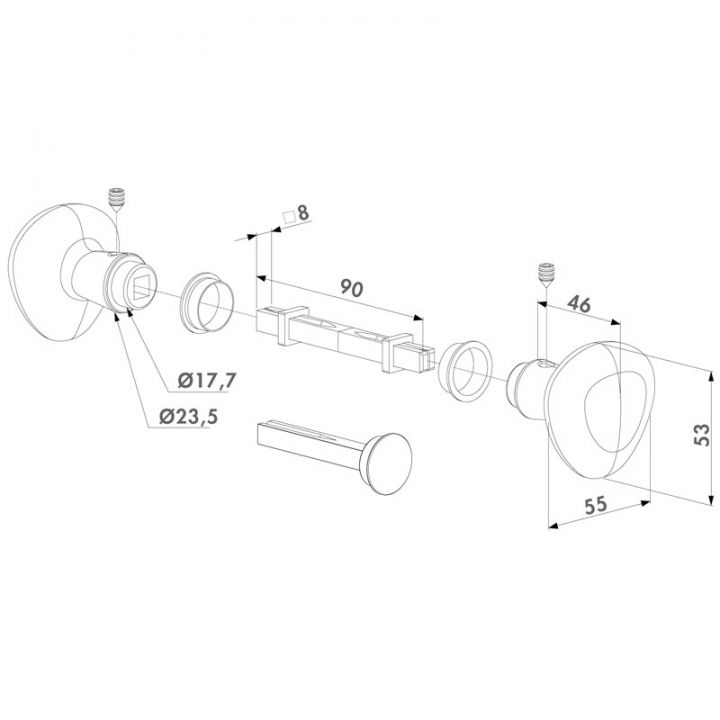 3006KR - KIT POIGNEE RONDES MULTIFONCTIONS POUR GACHE ELECTRIQUE