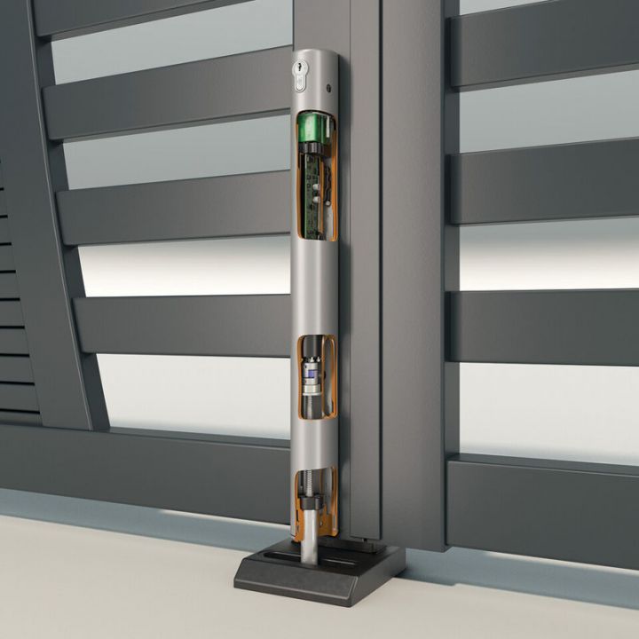 ELECTRADROP-E-SILV -VERROU DE SOL MOTORISE COURSE 115MM-DEV.CLE-ARGENT