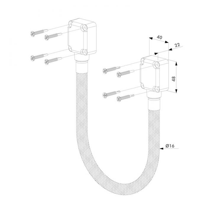 DVK-HD-450 - PASSAGE DE CABLE 450MM AVEC GAINE RENFORCEE-BOITIER ALU.
