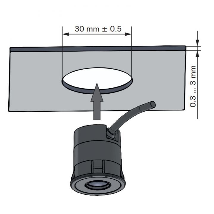 TOF/SPOT-40-T-U-Y, DC, 6M - Capteur de présence type "TIME OF FLIGHT" 6 mêtres max, reglage par auto-apprentissage, sortie relai