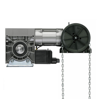 KD 30-40-24 KE MEC 40 13M-Motoréducteur de rideau triphasé 400Nm pour transmission par chaîne, arbre 40, fin de course mécanique, secours par treuil à chaine, câble 13m.