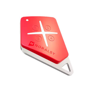 TELP8-R -Télécommande Bi-technologie - HF 868 Mhz - 4 canaux - tag Mifare - numéro gravé sur insert INOX  - pour gestion temps réel ou gestion autonome - Couleur rouge