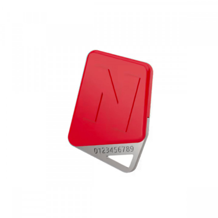 KCP8-R -Badge Mifare - format porte clé - numéro gravé sur insert INOX- pour gestion temps réel ou gestion autonome -  couleur rouge