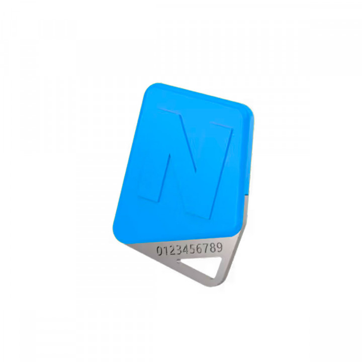 KCP8-B -Badge Mifare - format porte clé - numéro gravé sur insert INOX- pour gestion temps réel ou gestion autonome -  couleur bleue