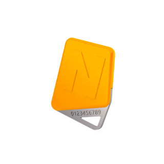 KCP8-J -Badge Mifare - format porte clé - numéro gravé sur insert INOX- pour gestion temps réel ou gestion autonome -  couleur jaune