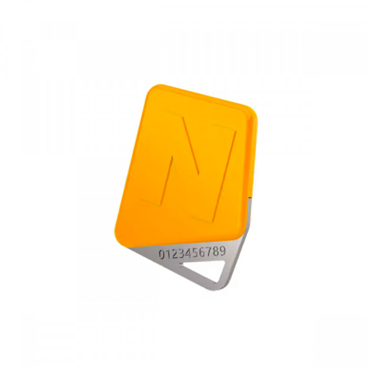 KCP8-J -Badge Mifare - format porte clé - numéro gravé sur insert INOX- pour gestion temps réel ou gestion autonome -  couleur jaune