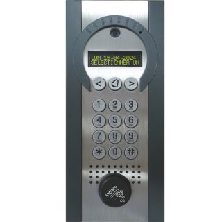 Interphone Vidéo Spécial Rénovation défilement de noms avec clavier codé 12 touches rétro-éclairées et lecteur de proximité Vigi