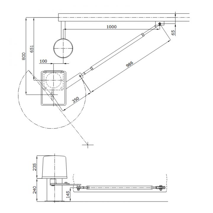PK85-3.6-400V - Opérateur à bras 3.6trs/min, triphasé 400V pour portail battant de 300kgs et 3m max.