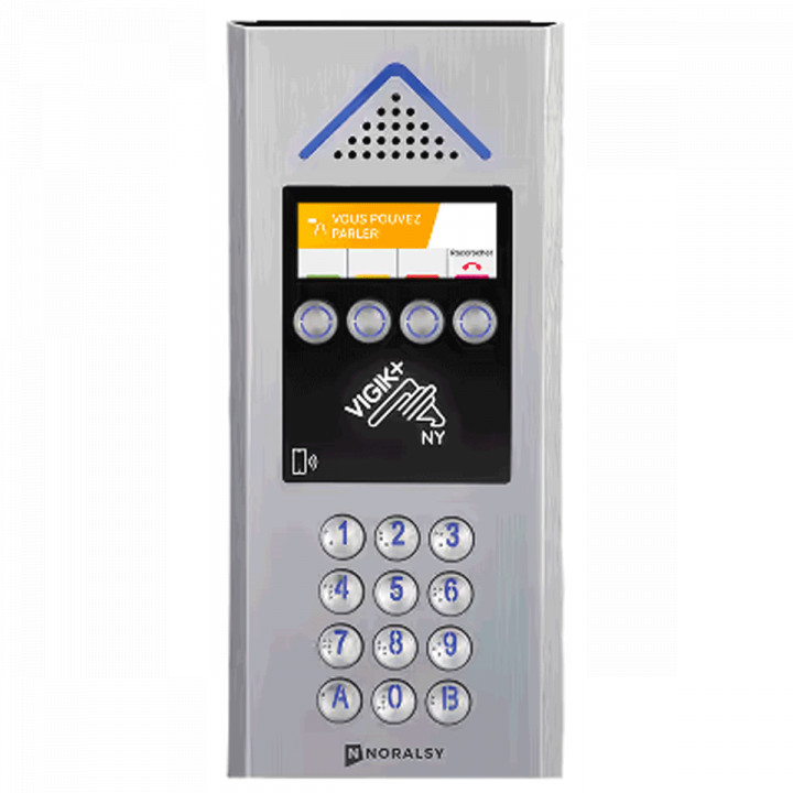 TP4GVP-TAC-10 -Interphone 4G TOUCH CLAVIER VIGIK+ - 10 ans de communications VIDEO illimités - 4 boutons d'appels - 1 à 4 directions  - Finition brossée argent - Pose en encastrement